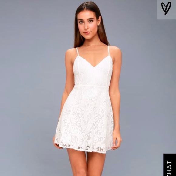 magnolia blossom white lace skater dress